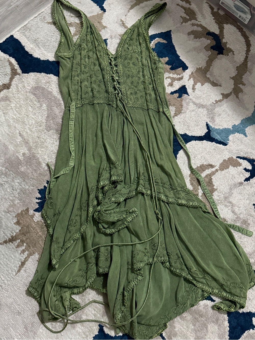 Olive Green Lace-Detail Women’s Sundress
